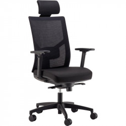 SIEGE FAUTEUIL ERGONOMIQUE ELEGANZE SYNCHRONE 4 BLOCAGES DOS NOIR/ASSISE TISSU NOIR L50XP45,5CM REGLABLE HAUTEUR DE 46,5-59,5CM