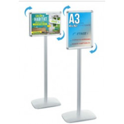 PORTE MESSAGE CADRO CLIC A3 PORTRAIT/PAYSAGE 133CM GRIS
