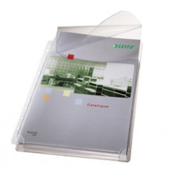 POCHETTES PLAN PERFORÉES A4 SOUFFLET 2M *PQT 5* AVEC RABAT PVC GRAINEE
