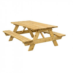 TABLE DE PIQUE NIQUE EN PIN FSC - à poser - trou parasol PLATEAU 45mm