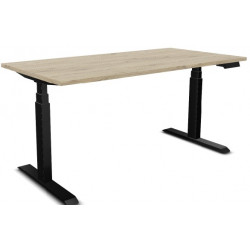 Bureau individuel Slade L140xP80cm plateau chêne brunswick/piètement noir. Réglable en hauteur électriquement. Plateaux: Panneau