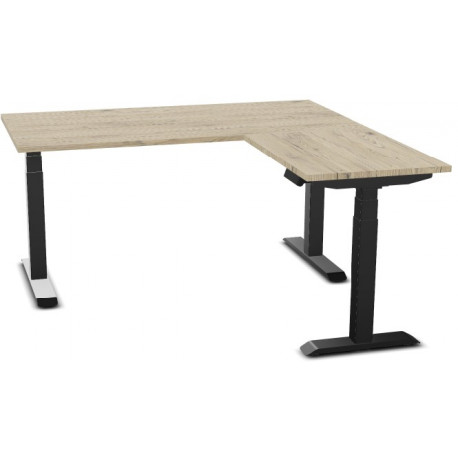 BUREAU REGLABLE ELECTRIQUE ASSIS DEBOUTSLADE L160XP80CM AVEC RETOUR PLATEAU CHÊNE BRUNSWICKPIÈ Système de réglage électrique en 