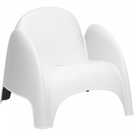 FAUTEUIL BAS pour intérieur/extérieur BLANC PP TRAITE ANTI UV RESISTANT A L'EAU L81,5 ASSISE H37xP76CM DOSSIER H33 CM