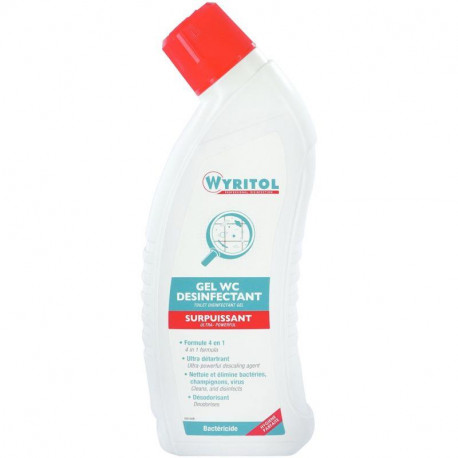 GEL WC SURPUISSANT DÉSINFECTANT 4 EN 1 750ML WYRITOL DETARTRANT BACTERICIDE DOSODORISANT EN1276 FAB FRANCE