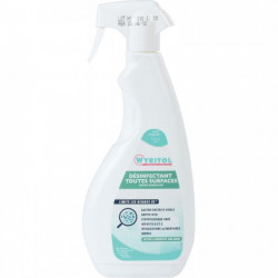 NETTOYANT DÉSINFECTANT MULTI SURFACES SPRAY 750ML EN14476 SANS RINCAGE BIOCIDE BACTERICIDE LEVURICIDE FONGICIDE Fab France