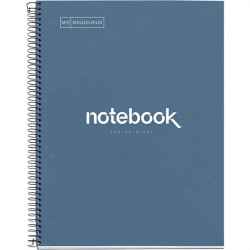 NOTEBOOK MIQUELRIUS FORMAT A4, 80 FEUILLES 90G, QUADRILLÉ 5X5, COUVERTURE CARTON RIGIDE MARINE
