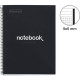 NOTEBOOK MIQUELRIUS FORMAT A4, 80 FEUILLES 90G, QUADRILLÉ 5X5, COUVERTURE CARTON RIGIDE NOIR