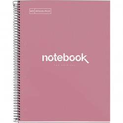 NOTEBOOK MIQUELRIUS FORMAT A4, 80 FEUILLES 90G, QUADRILLÉ 5X5, COUVERTURE CARTON RIGIDE ROSE POUDRÉ