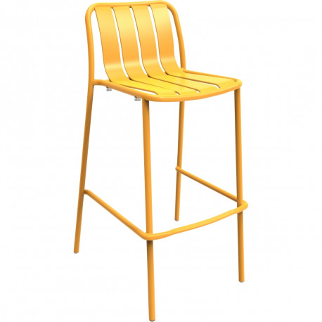 TABOURET HAUT AVEC DOSSIER EMPILABLE VERANO MIEL LOT2 L45X P51 XH103,4 CMASSISE H75CM Mobilier extérieur entièrement 100% alumin