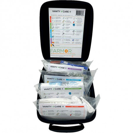 TROUSSE PARAPHARMACIE  PREMIERS SECOURS FARMOR FAB FRANCAISE PREMIERS SOINS EC CAS DE COUPURES 