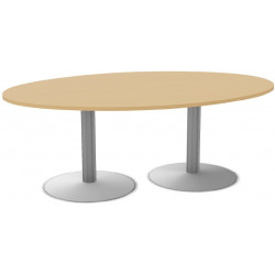 TABLE MODULAIRE L200 x P120X H72 / 2 PIED TULIPE  ALUMINIUM /2 PLATEAUX HETRE