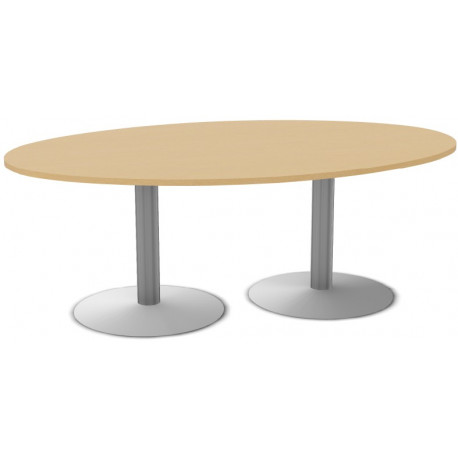 TABLE MODULAIRE L200 x P120X H72 / 2 PIED TULIPE  ALUMINIUM /2 PLATEAUX HETRE