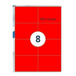 BOÎTE DE 800 ÉTIQUETTES 105X74MM AUTOADHESIF ROUGE P/IMP JET ENCRE/ LASER