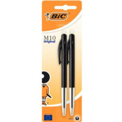 BLISTER DE 2 STYLO NOIR BILLE BIC M10 PTE MOYENNE