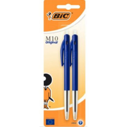 BLISTER DE 2 STYLO BLEU BILLE BIC M10 PTE MOYENNE