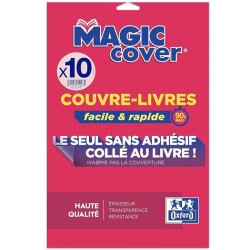 FEUILLE COUVRE-LIVRES LOTX10 OXFORD MAGIC COVER A4 PP 75 LISSE INCOLORE