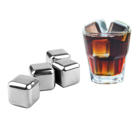 Glaçons réutilisables Set de 4 en acier inoxydable, lavable au lave-vaisselle