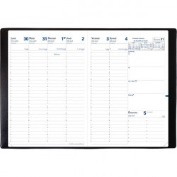 AGENDA SEMAINIER EU 09/09 NOIR 21x29.7cm 13 mois août à août 1 semaine sur 2 pages
