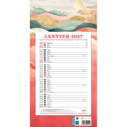 CALENDRIER MENSUEL 12 FEUILLES EXOTIQUE 36x19cm