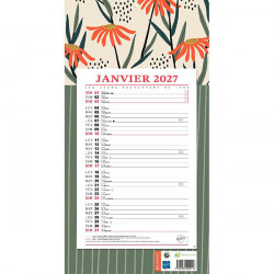 CALENDRIER MENSUEL 12 FEUILLES 36X19CM AMBIANCE