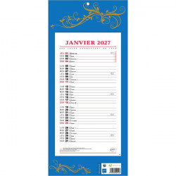 CALENDRIER MENSUEL 12 FEUILLES STANDARD 19x42cm