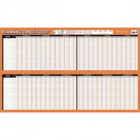 PLANNING SOUPLE DES CONGÉS & ABSENCES 60X99CM JANVIER À DÉCEMBRE