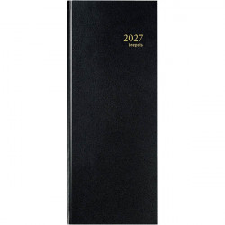 AGENDA BANQUIER LONG 1 VOLUME NOIR 14.3x32.5cm 1 jour sur 2 pages