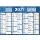 CALENDRIER SEMESTRIEL 38,5X54CM BLEU 7 MOIS PAR FACE