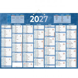 CALENDRIER SEMESTRIEL 38,5X54CM BLEU 7 MOIS PAR FACE