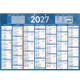 CALENDRIER SEMESTRIEL 38,5X54CM BLEU 7 MOIS PAR FACE