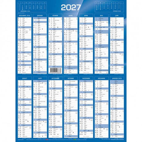 CALENDRIER MURAL 405X550MM VERTICAL BLEU
