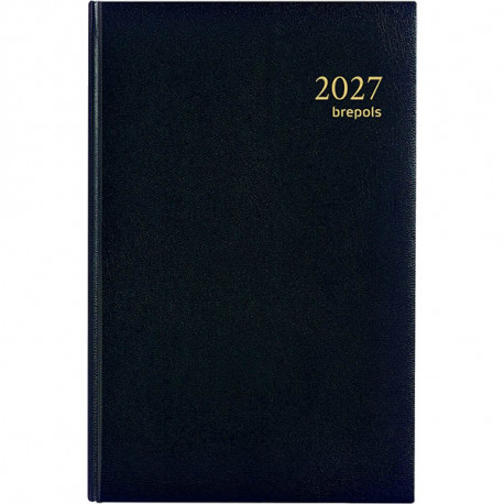 AGENDA CARRÉ EURO CENTIMES NOIR 13,3 x 20,8 cm. 12 mois de Janvier à Décembre. 2 jours par page