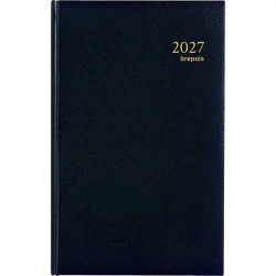 AGENDA CARRE 1 JOUR TRAVERS NOIR 13x20,8cm 12 mois Janvier à Décembre