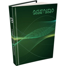 AGENDA de poche JOURNALIER TECHNO 12,5x17,5cm VERT 12 mois Août à Juillet. 1 jour par page sauf Week-end