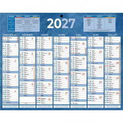 CALENDRIER SEMESTRIEL 21X26,5CM BLEU 7 MOIS PAR FACE