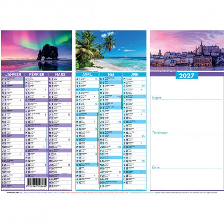CALENDRIER MURAL 550X405MM EFFACABLE