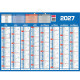 CALENDRIER 8 MOIS PAR FACE 40,5X55CM BLEU