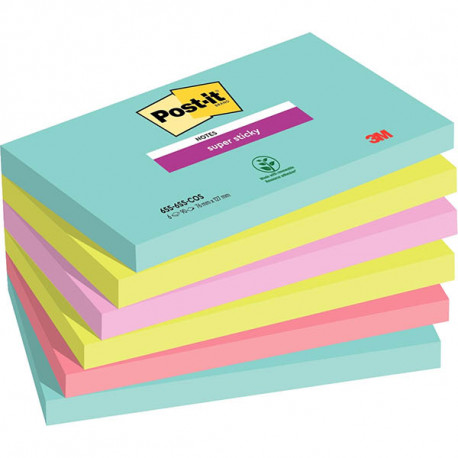 BLOCS POST-IT SUPER STICKY MIAMI 76x127MM LOT 6 BLOCS DE 90F. BP947