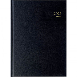 AGENDA JOURNALIER BREMAX 2 pages par jour NOIR 12 mois de janvier à décembre. Grille horaire par 1/4 h de 7h à 21h45