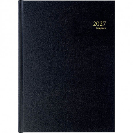 AGENDA JOURNALIER BREMAX 2 pages par jour NOIR 12 mois de janvier à décembre. Grille horaire par 1/4 h de 7h à 21h45