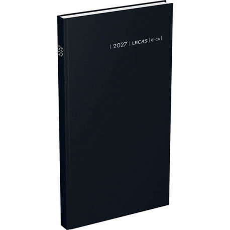 AGENDA COMPTOIR EURO/CENTIMES NOIR 15x27 cm. 12 mois de Janvier à Décembre. 1 jour par page