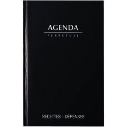 AGENDA PERPÉTUEL DE CAISSE 14X22CM NOIR 12 mois de Janvier à Décembre. 1 jour par page