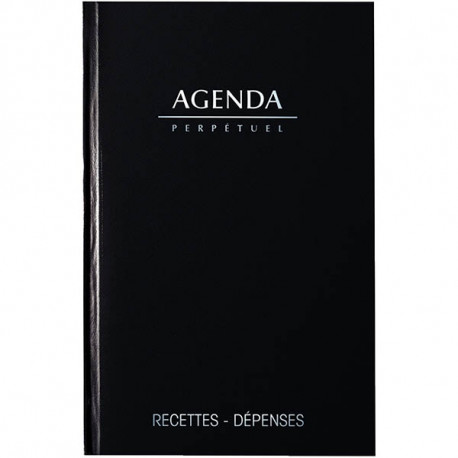 AGENDA PERPÉTUEL DE CAISSE 14X22CM NOIR 12 mois de Janvier à Décembre. 1 jour par page