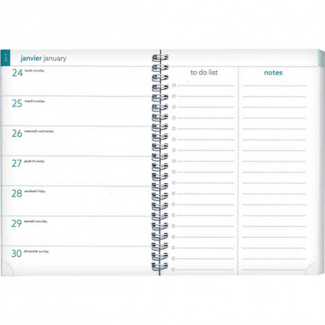 RECHARGE AGENDA EASYTIME 15X21cm 12 mois Janvier à décembre 1 semaine sur 2 pages