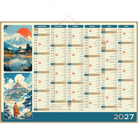 CALENDRIER ZEN 7 MOIS SUR CHAQUE FACE 40,5X55CM
