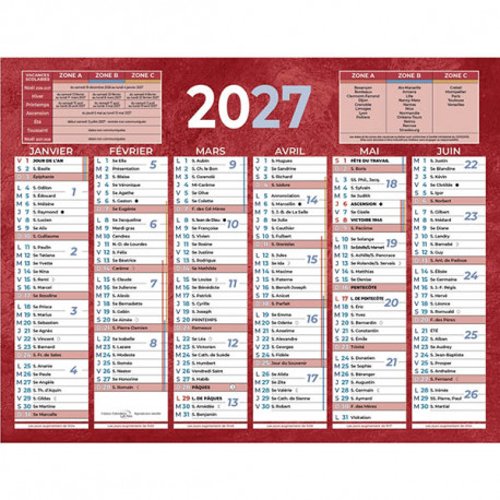 CALENDRIER SEMESTRIEL 13,5X17,5CM 6 MOIS PAR FACE