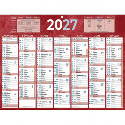 CALENDRIER SEMESTRIEL 32X42CM  7 MOIS PAR FACE