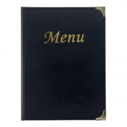 PROTÈGE MENUS A4 NOIR - Double insert pour 8p. - impression dorée Menu
