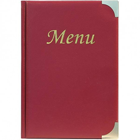 PROTÈGE MENUS A4 BORDEAUX - Double insert pour 8p. - impression dorée Menu