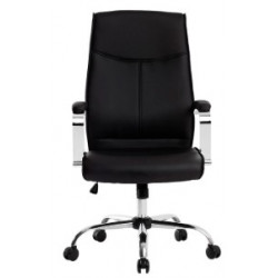 FAUTEUIL DE DIRECTION SIMILI CUIR NOIR BASE ACIER MAX